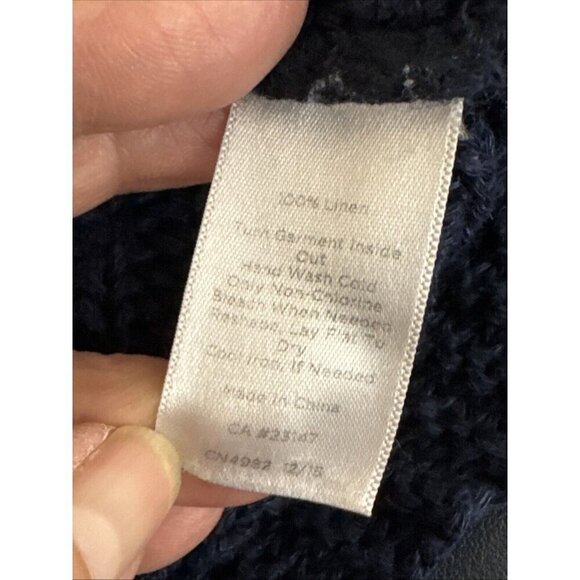 Talbots Women's M Open Cardigan Sweater Navy Blue 100% Linen - Picture 7 of 9